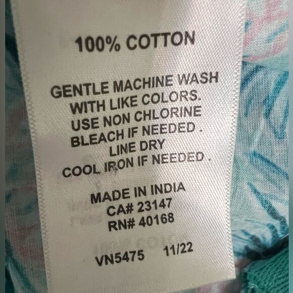 MiracleSuit x Talbots pineapple party coverup shirt Med 100% cotton beach resort - Picture 6 of 6